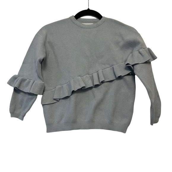 Zara Kids Light Blue Ruffle Crewneck Sweater - Picture 2 of 6